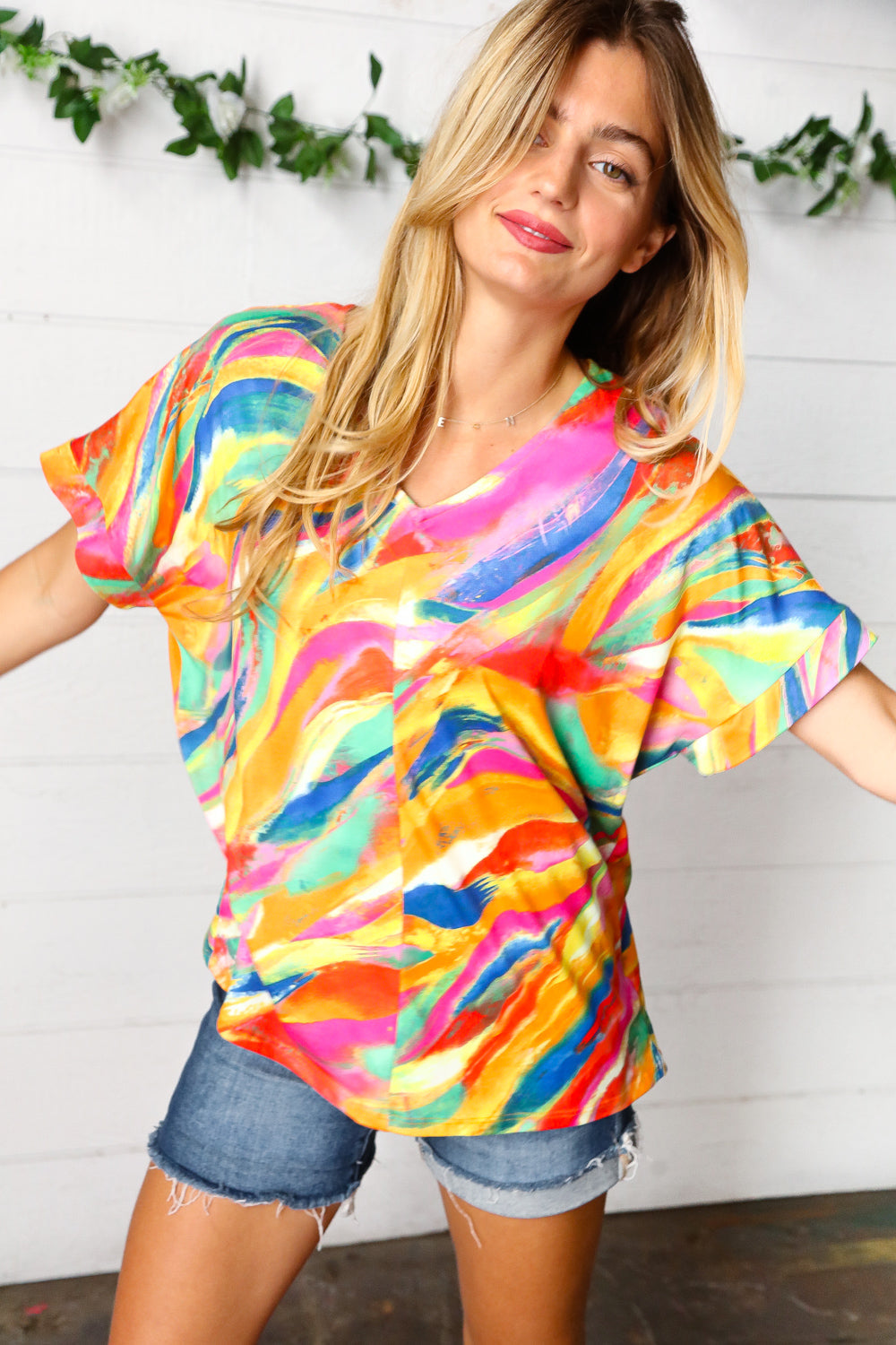 Watercolor Paint Strokes V Neck Top-Haptics-[option4]-[option5]-[option6]-[option7]-[option8]-Shop-Boutique-Clothing-for-Women-Online