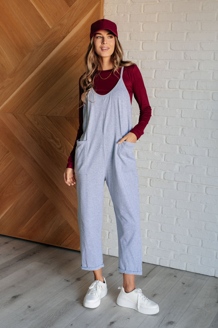 Zenana Totally Me Spaghetti Strap Jumpsuit in Heather Grey-Jumpsuits & Rompers-Ave Shops-[option4]-[option5]-[option6]-[option7]-[option8]-Shop-Boutique-Clothing-for-Women-Online