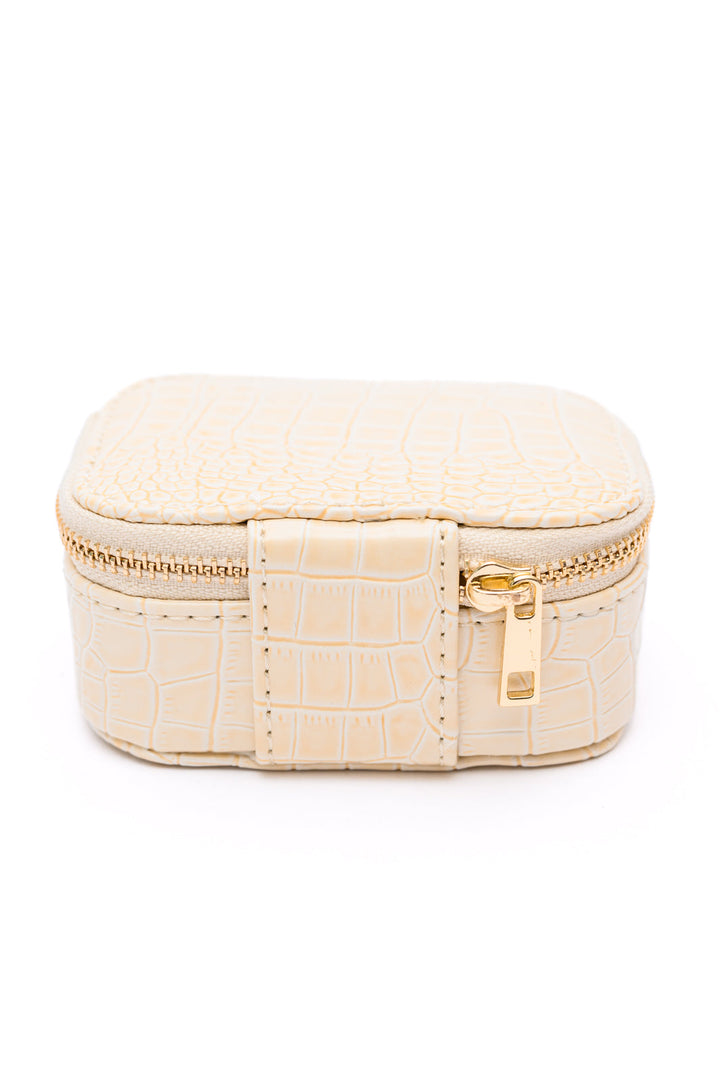 Travel Jewelry Case in Cream Snakeskin-Accessories-Ave Shops-OS-[option4]-[option5]-[option6]-[option7]-[option8]-Shop-Boutique-Clothing-for-Women-Online