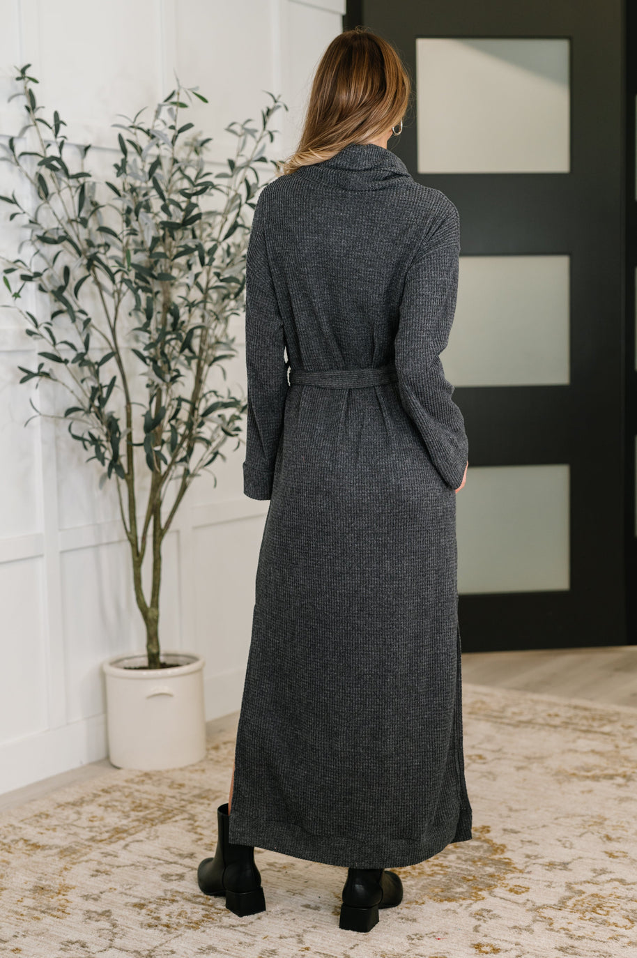 Travel Plush Knit Dress in Charcoal-Womens-Ave Shops-[option4]-[option5]-[option6]-[option7]-[option8]-Shop-Boutique-Clothing-for-Women-Online