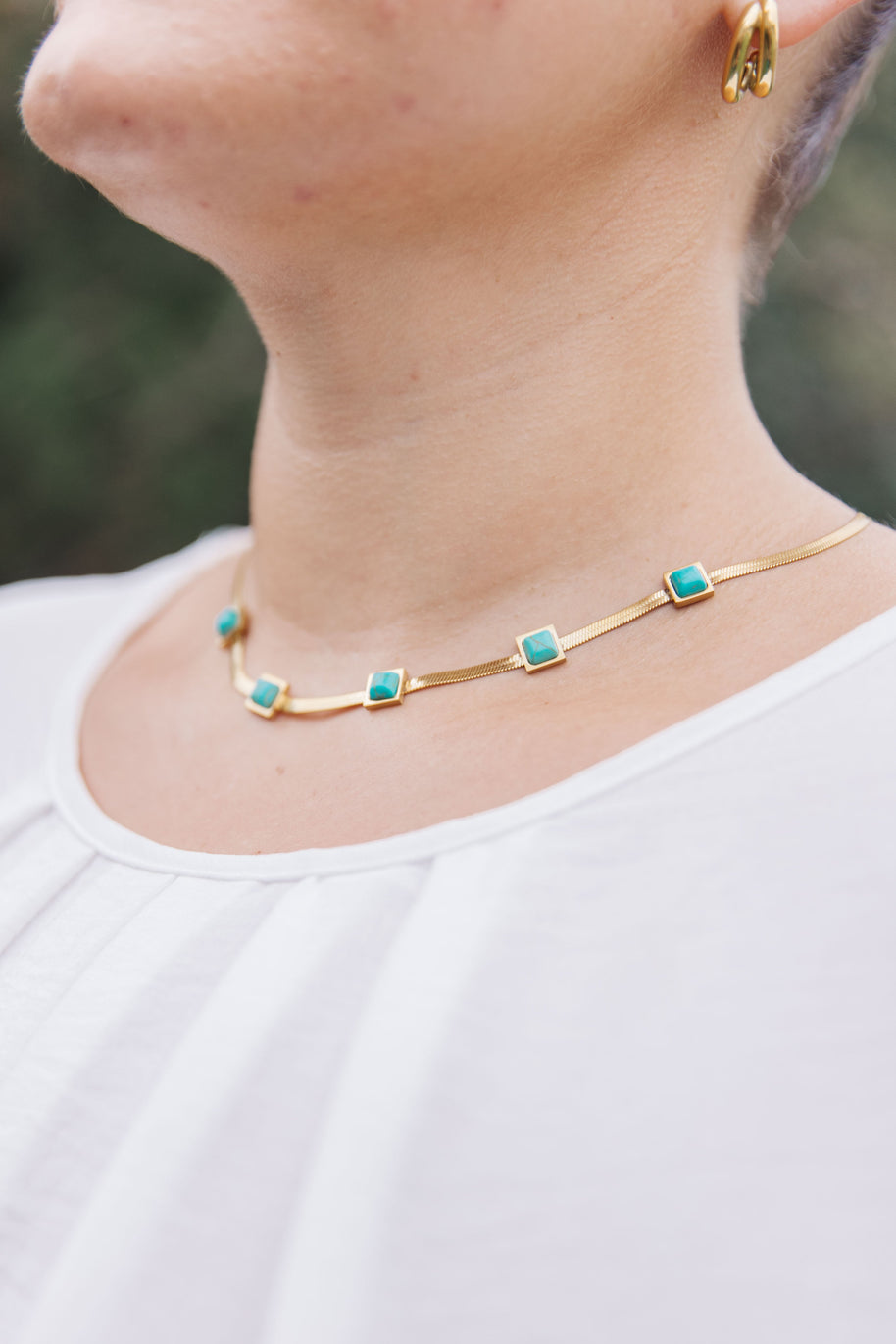 Turquoise Squares Necklace-Accessories-Ave Shops-[option4]-[option5]-[option6]-[option7]-[option8]-Shop-Boutique-Clothing-for-Women-Online