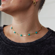 Turquoise Squares Necklace-Accessories-Ave Shops-[option4]-[option5]-[option6]-[option7]-[option8]-Shop-Boutique-Clothing-for-Women-Online