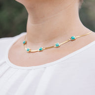 Turquoise Squares Necklace-Accessories-Ave Shops-[option4]-[option5]-[option6]-[option7]-[option8]-Shop-Boutique-Clothing-for-Women-Online
