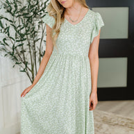 Twirl Me Softly Flutter Sleeve Dress in Sage-Womens-Ave Shops-[option4]-[option5]-[option6]-[option7]-[option8]-Shop-Boutique-Clothing-for-Women-Online