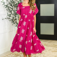 Twirl in Bloom Square Neck Dress in Hot Pink-Womens-Ave Shops-[option4]-[option5]-[option6]-[option7]-[option8]-Shop-Boutique-Clothing-for-Women-Online