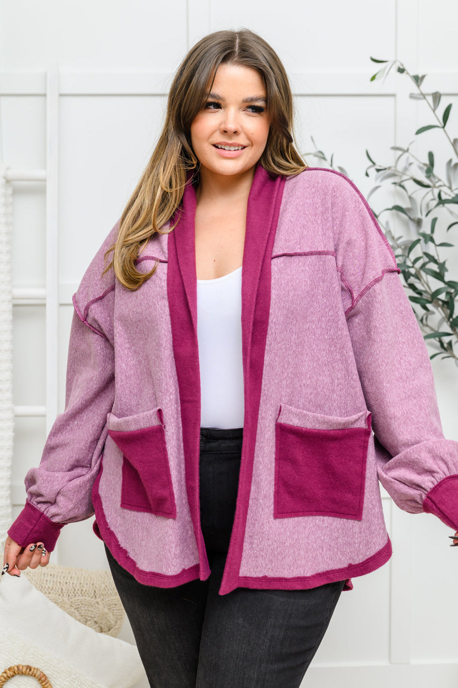 Two Hearts Jacket In Plum-Womens-Ave Shops-[option4]-[option5]-[option6]-[option7]-[option8]-Shop-Boutique-Clothing-for-Women-Online