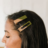 Two Tone Hair Clip Set in Green-Accessories-Ave Shops-[option4]-[option5]-[option6]-[option7]-[option8]-Shop-Boutique-Clothing-for-Women-Online