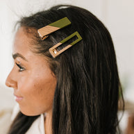 Two Tone Hair Clip Set in Green-Accessories-Ave Shops-[option4]-[option5]-[option6]-[option7]-[option8]-Shop-Boutique-Clothing-for-Women-Online