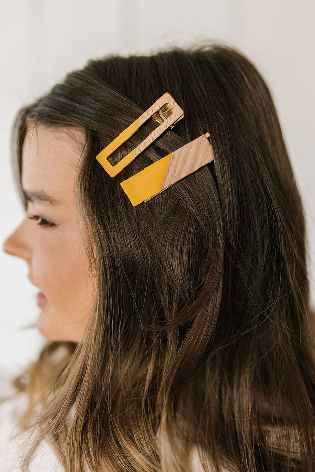 Two Tone Hair Clip Set in Yellow-Accessories-Ave Shops-[option4]-[option5]-[option6]-[option7]-[option8]-Shop-Boutique-Clothing-for-Women-Online