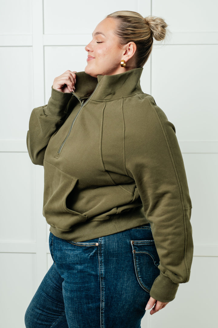 Under Her Spell Half Zip Pullover in Green-Tops-Ave Shops-[option4]-[option5]-[option6]-[option7]-[option8]-Shop-Boutique-Clothing-for-Women-Online