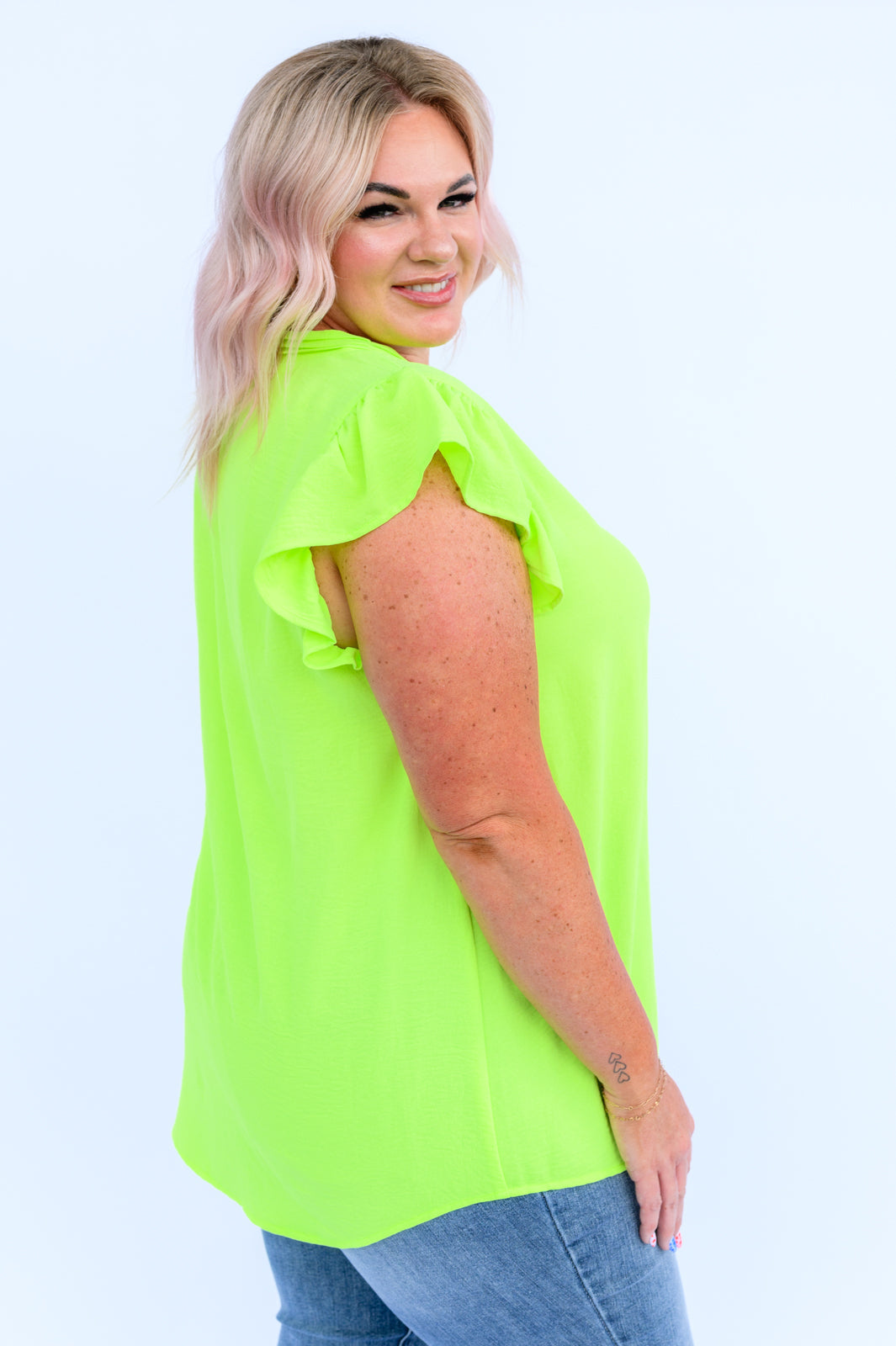 Under Neon Lights Ruffle Sleeve Top-Womens-Ave Shops-[option4]-[option5]-[option6]-[option7]-[option8]-Shop-Boutique-Clothing-for-Women-Online