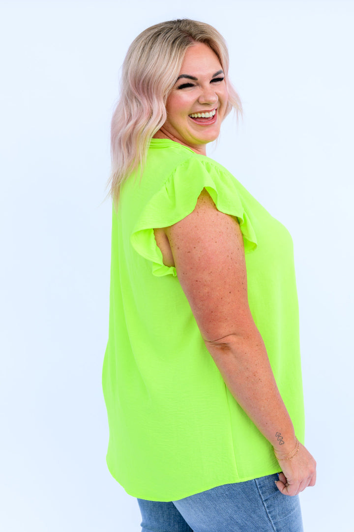 Under Neon Lights Ruffle Sleeve Top-Womens-Ave Shops-[option4]-[option5]-[option6]-[option7]-[option8]-Shop-Boutique-Clothing-for-Women-Online