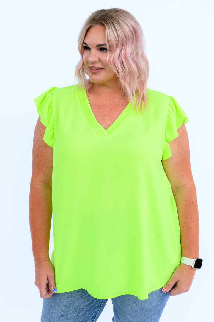 Under Neon Lights Ruffle Sleeve Top-Womens-Ave Shops-[option4]-[option5]-[option6]-[option7]-[option8]-Shop-Boutique-Clothing-for-Women-Online