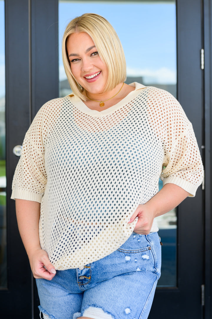 Under The Boardwalk Fishnet Collared Top-Tops-Ave Shops-[option4]-[option5]-[option6]-[option7]-[option8]-Shop-Boutique-Clothing-for-Women-Online