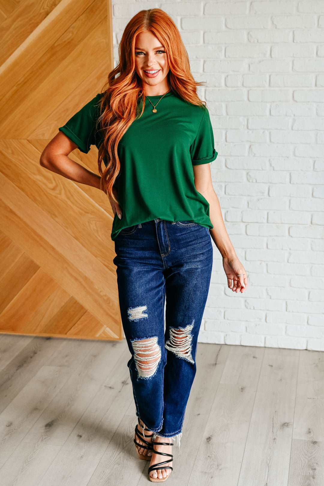 Uptown Crew T-Shirt in Green-Womens-Ave Shops-[option4]-[option5]-[option6]-[option7]-[option8]-Shop-Boutique-Clothing-for-Women-Online