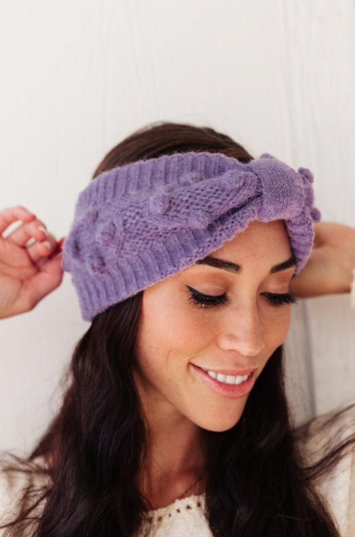 Pom Knit Head Wrap In Periwinkle-Womens-Ave Shops-[option4]-[option5]-[option6]-[option7]-[option8]-Shop-Boutique-Clothing-for-Women-Online