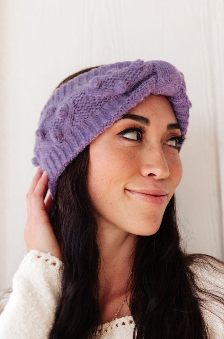 Pom Knit Head Wrap In Periwinkle-Womens-Ave Shops-[option4]-[option5]-[option6]-[option7]-[option8]-Shop-Boutique-Clothing-for-Women-Online