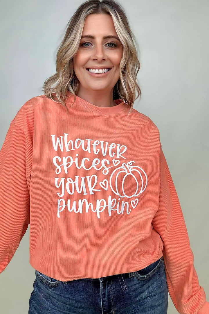 Whatever Spices Your Pumpkin Oversized Corduroy Graphic Sweatshirt-Sweatshirts-Kiwidrop-[option4]-[option5]-[option6]-[option7]-[option8]-Shop-Boutique-Clothing-for-Women-Online