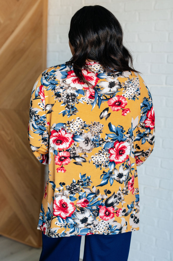 V-Neck Scoop Hem Top in Marigold Floral-Tops-Ave Shops-[option4]-[option5]-[option6]-[option7]-[option8]-Shop-Boutique-Clothing-for-Women-Online