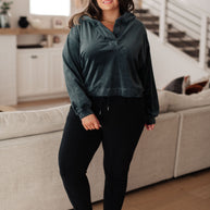 Velvet Icon Hoodie In Grey Blue-Tops-Ave Shops-[option4]-[option5]-[option6]-[option7]-[option8]-Shop-Boutique-Clothing-for-Women-Online