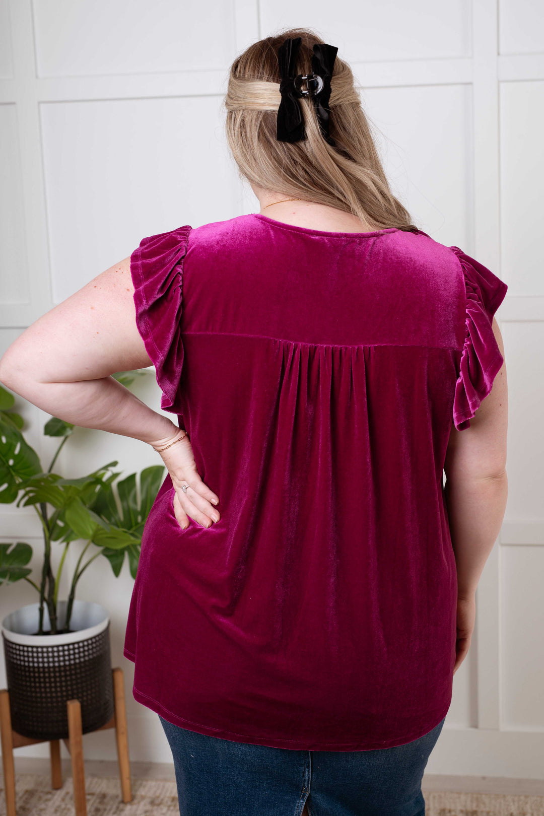 Velveteen Queen Blouse in Magenta-Blouses-Ave Shops-[option4]-[option5]-[option6]-[option7]-[option8]-Shop-Boutique-Clothing-for-Women-Online