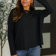 Zenana Wander & Rest Cable Ribbed Knit Drop Shoulder Top in Black-Womens-Ave Shops-[option4]-[option5]-[option6]-[option7]-[option8]-Shop-Boutique-Clothing-for-Women-Online