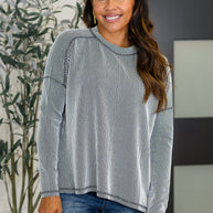 Zenana Wander & Rest Cable Ribbed Knit Drop Shoulder Top in Black/White-Womens-Ave Shops-[option4]-[option5]-[option6]-[option7]-[option8]-Shop-Boutique-Clothing-for-Women-Online