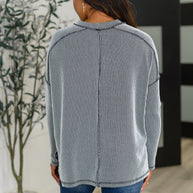 Zenana Wander & Rest Cable Ribbed Knit Drop Shoulder Top in Black/White-Womens-Ave Shops-[option4]-[option5]-[option6]-[option7]-[option8]-Shop-Boutique-Clothing-for-Women-Online