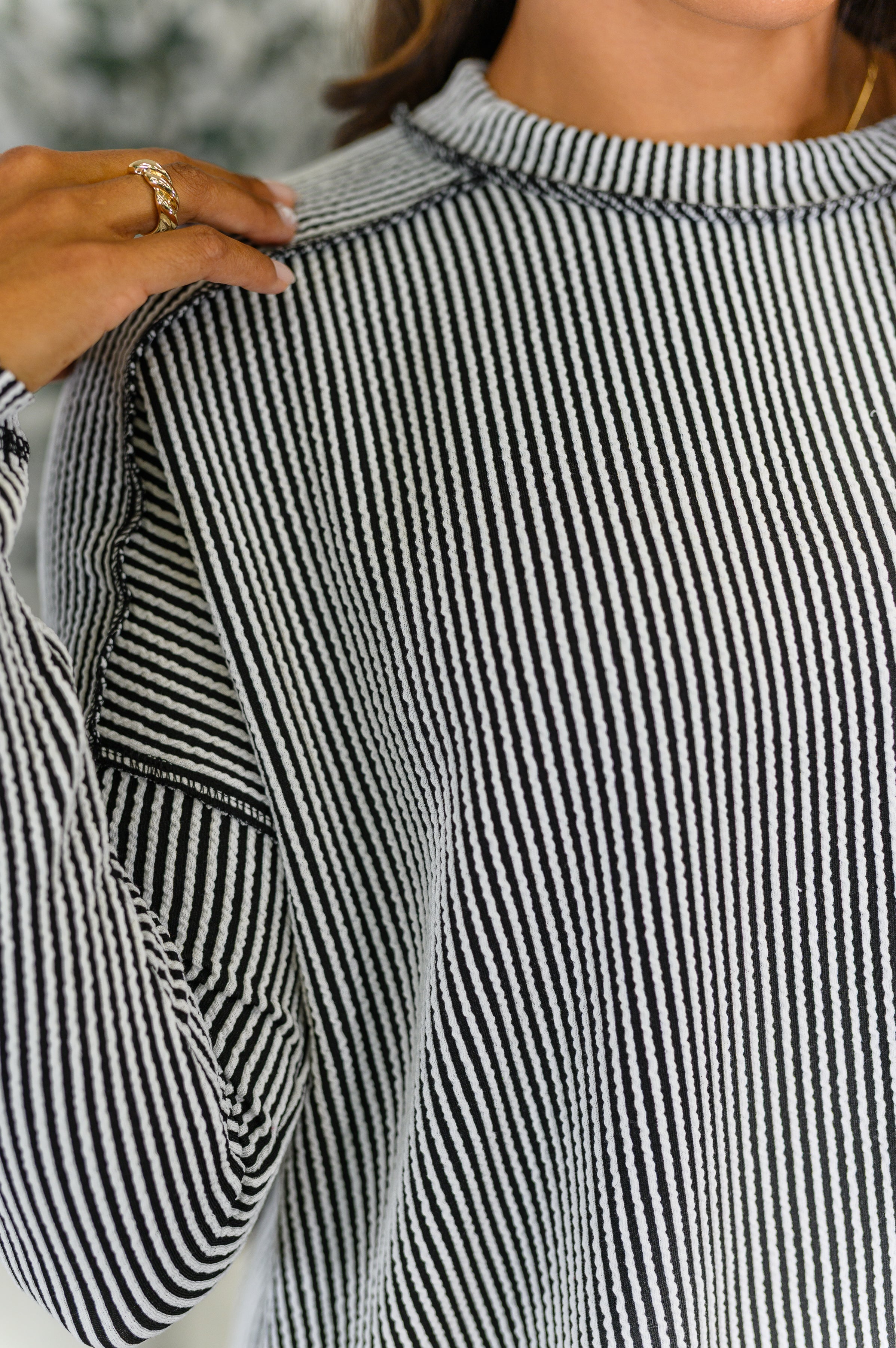 Zenana Wander & Rest Cable Ribbed Knit Drop Shoulder Top in Black/White-Womens-Ave Shops-[option4]-[option5]-[option6]-[option7]-[option8]-Shop-Boutique-Clothing-for-Women-Online