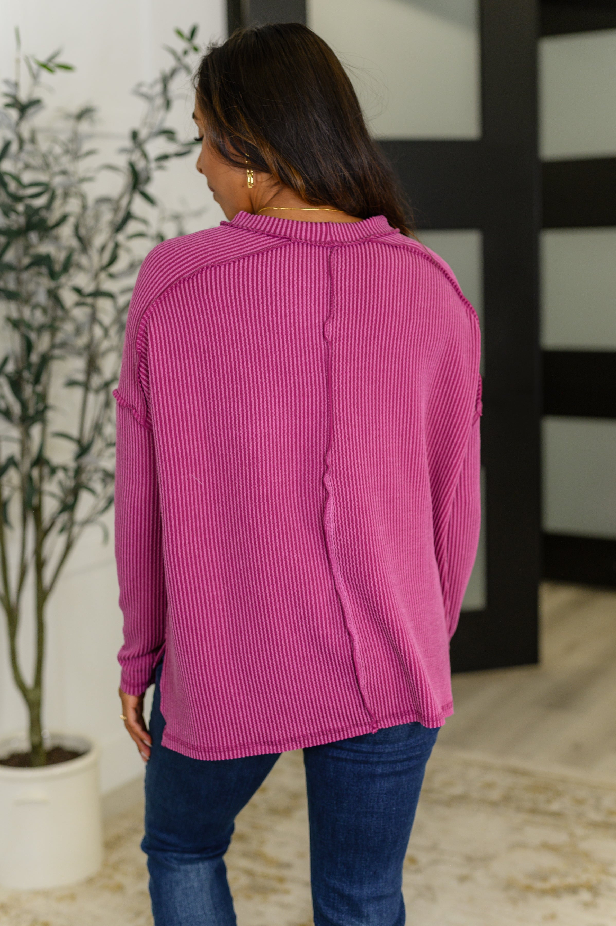 Zenana Wander & Rest Cable Ribbed Knit Drop Shoulder Top in Plum-Womens-Ave Shops-[option4]-[option5]-[option6]-[option7]-[option8]-Shop-Boutique-Clothing-for-Women-Online