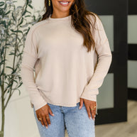 Zenana Wander & Rest Cable Ribbed Knit Drop Shoulder Top in Sand Beige-Womens-Ave Shops-[option4]-[option5]-[option6]-[option7]-[option8]-Shop-Boutique-Clothing-for-Women-Online