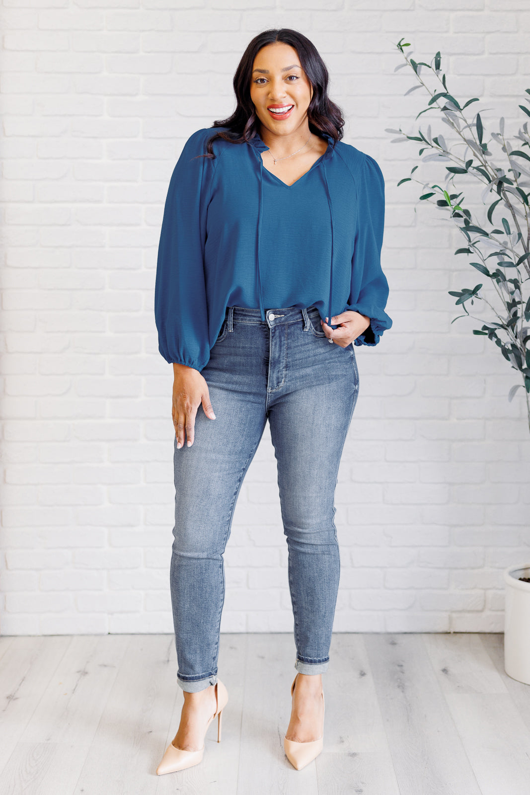 We Believe Keyhole Tie Detail Blouse-Tops-Ave Shops-[option4]-[option5]-[option6]-[option7]-[option8]-Shop-Boutique-Clothing-for-Women-Online