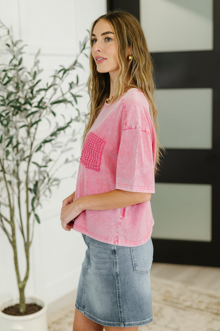 Who's That Girl Crochet Pocket T-Shirt-Womens-Ave Shops-[option4]-[option5]-[option6]-[option7]-[option8]-Shop-Boutique-Clothing-for-Women-Online