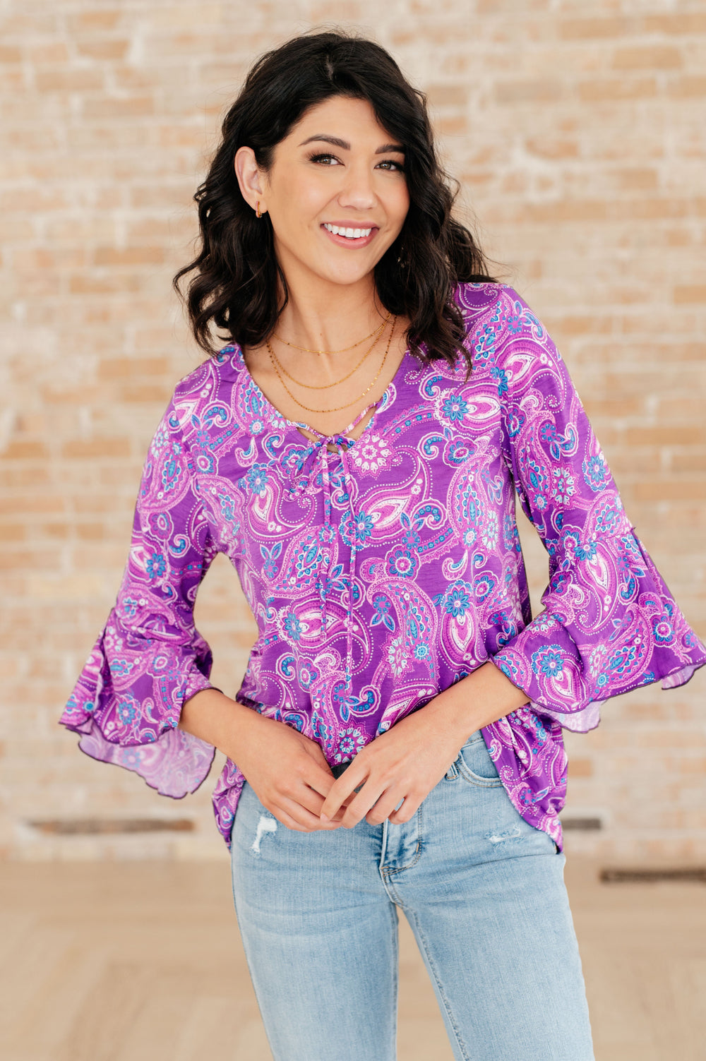 Willow Bell Sleeve Top in Lavender Paisley-Tops-Ave Shops-[option4]-[option5]-[option6]-[option7]-[option8]-Shop-Boutique-Clothing-for-Women-Online