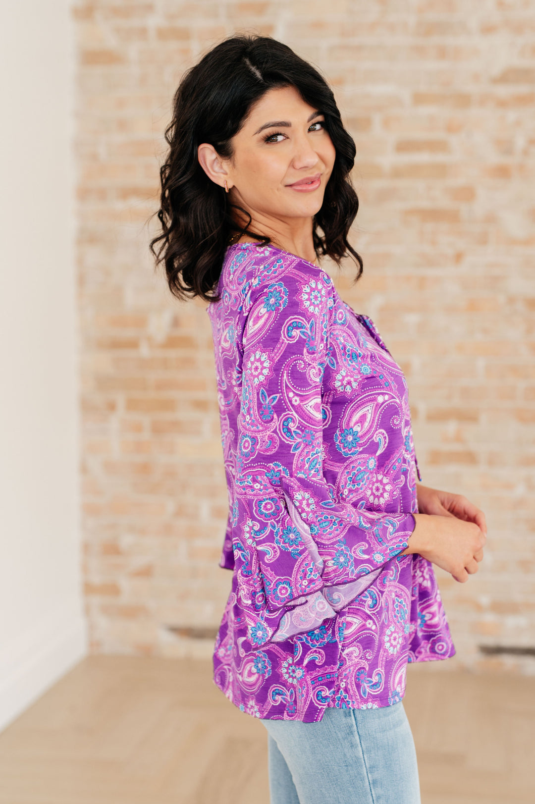 Willow Bell Sleeve Top in Lavender Paisley-Tops-Ave Shops-[option4]-[option5]-[option6]-[option7]-[option8]-Shop-Boutique-Clothing-for-Women-Online