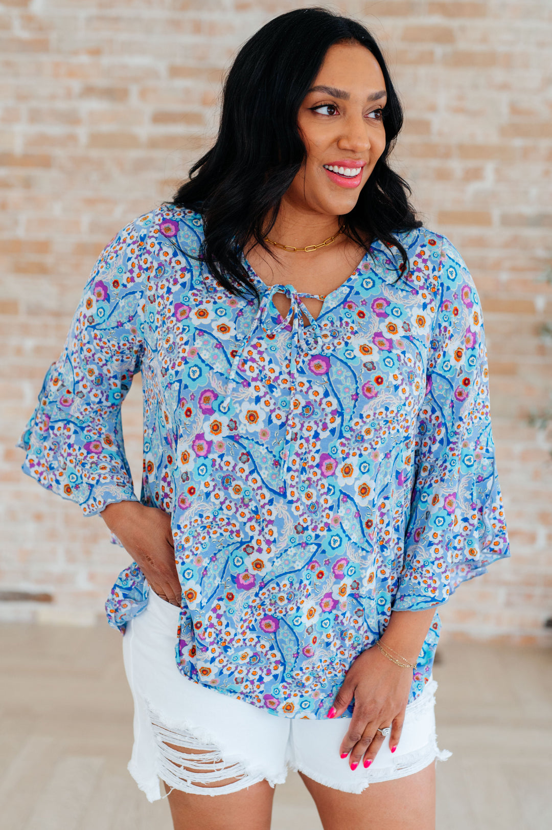 Willow Bell Sleeve Top in Retro Ditsy Floral-Tops-Ave Shops-[option4]-[option5]-[option6]-[option7]-[option8]-Shop-Boutique-Clothing-for-Women-Online