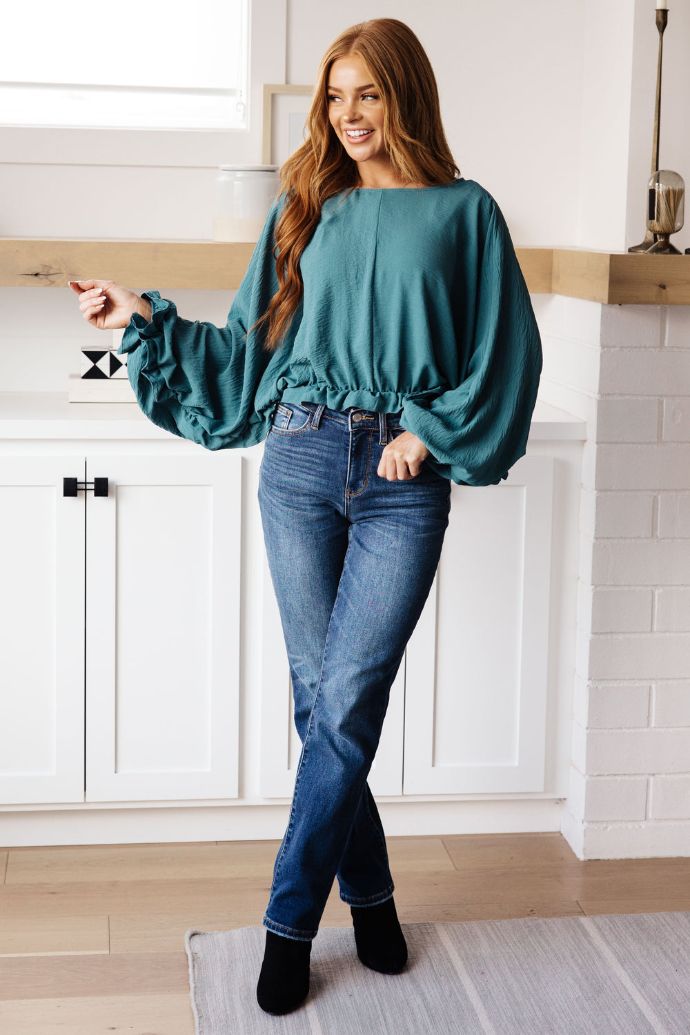 Winging It Ruffle Detail Top in Teal-Tops-Ave Shops-[option4]-[option5]-[option6]-[option7]-[option8]-Shop-Boutique-Clothing-for-Women-Online