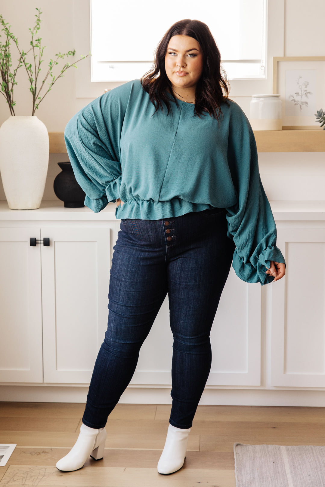 Winging It Ruffle Detail Top in Teal-Tops-Ave Shops-[option4]-[option5]-[option6]-[option7]-[option8]-Shop-Boutique-Clothing-for-Women-Online