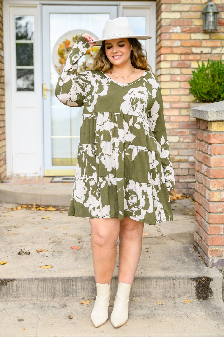 Worthwhile Moment Floral Tiered Dress In Olive-Dresses-Ave Shops-[option4]-[option5]-[option6]-[option7]-[option8]-Shop-Boutique-Clothing-for-Women-Online