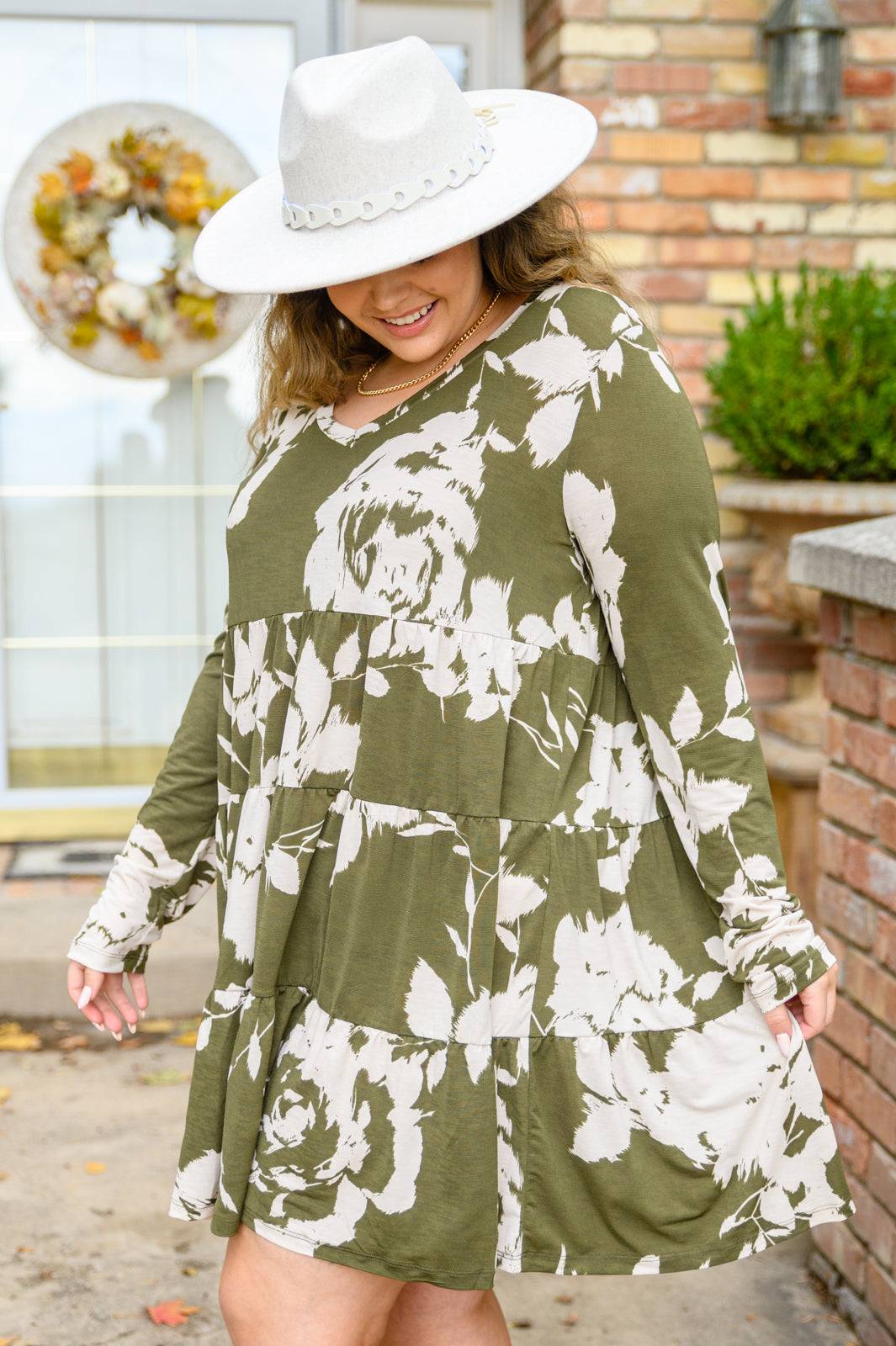 Worthwhile Moment Floral Tiered Dress In Olive-Dresses-Ave Shops-[option4]-[option5]-[option6]-[option7]-[option8]-Shop-Boutique-Clothing-for-Women-Online