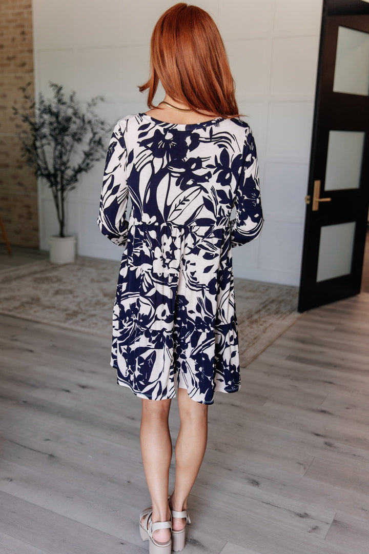 Worthwhile Moment Floral Tiered Dress in Oatmeal and Navy-Dresses-Ave Shops-[option4]-[option5]-[option6]-[option7]-[option8]-Shop-Boutique-Clothing-for-Women-Online