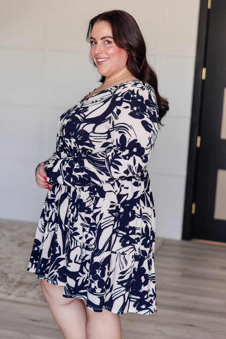 Worthwhile Moment Floral Tiered Dress in Oatmeal and Navy-Dresses-Ave Shops-[option4]-[option5]-[option6]-[option7]-[option8]-Shop-Boutique-Clothing-for-Women-Online