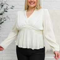 Xanidu Long Sleeve V Neck Blouse in White-Womens-Ave Shops-[option4]-[option5]-[option6]-[option7]-[option8]-Shop-Boutique-Clothing-for-Women-Online