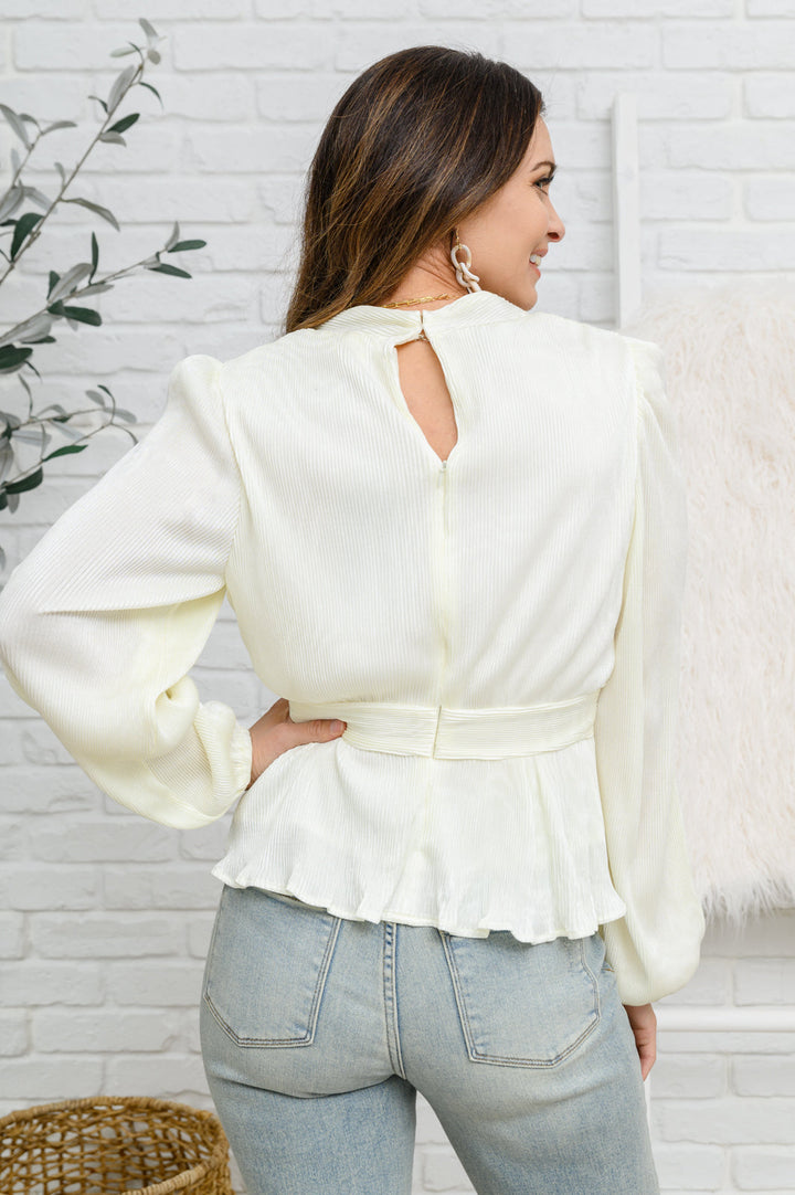 Xanidu Long Sleeve V Neck Blouse in White-Womens-Ave Shops-[option4]-[option5]-[option6]-[option7]-[option8]-Shop-Boutique-Clothing-for-Women-Online