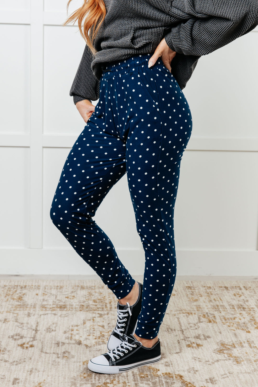 Your New Favorite Joggers in White Polka Dot-Bottoms-Ave Shops-[option4]-[option5]-[option6]-[option7]-[option8]-Shop-Boutique-Clothing-for-Women-Online