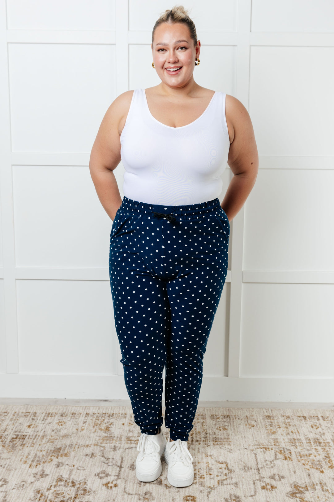 Your New Favorite Joggers in White Polka Dot-Bottoms-Ave Shops-[option4]-[option5]-[option6]-[option7]-[option8]-Shop-Boutique-Clothing-for-Women-Online