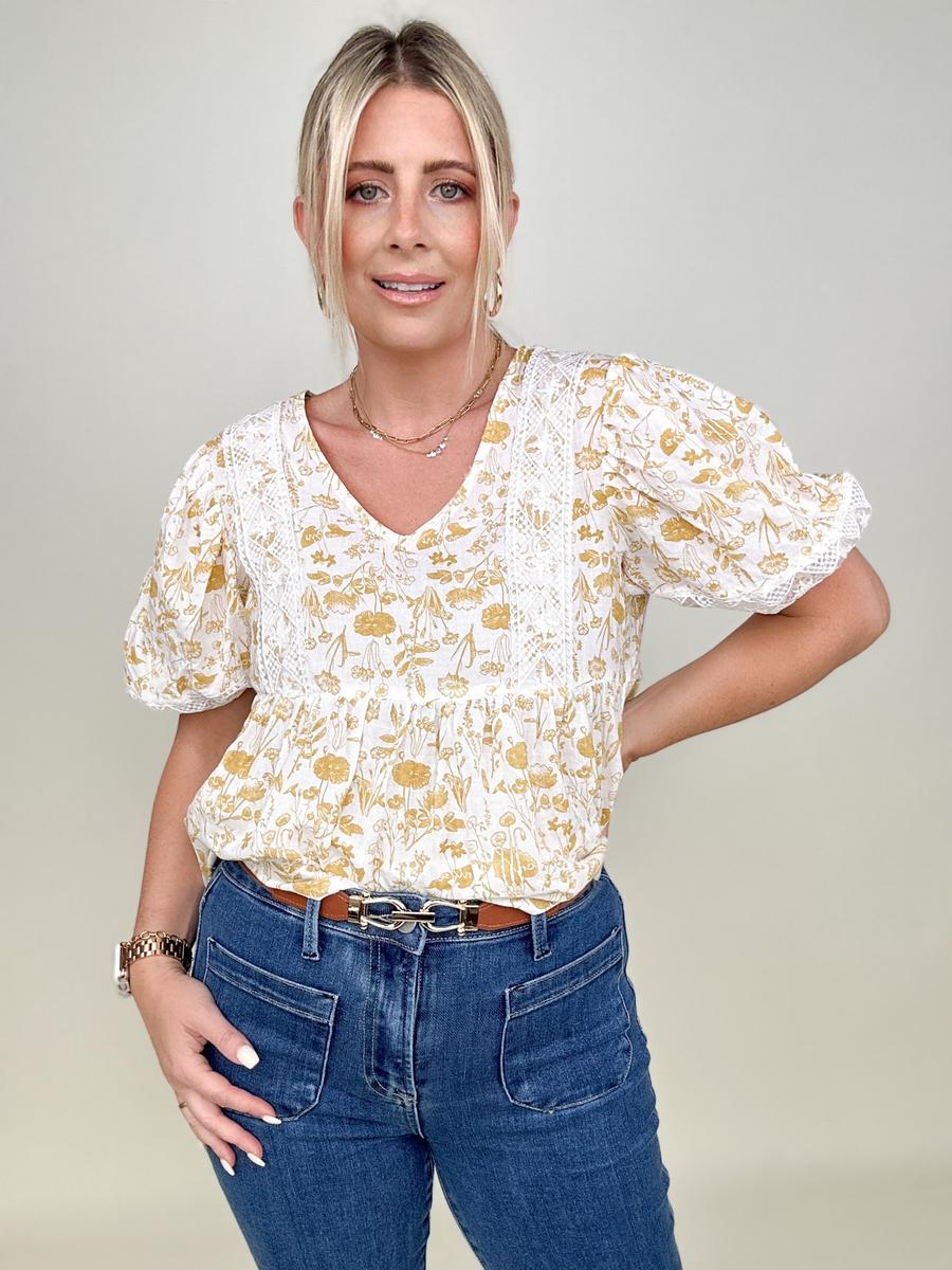 Hayden Los Angeles Womens Floral Lace Puff Sleeve Tunic Top-Blouses-Kiwidrop-[option4]-[option5]-[option6]-[option7]-[option8]-Shop-Boutique-Clothing-for-Women-Online