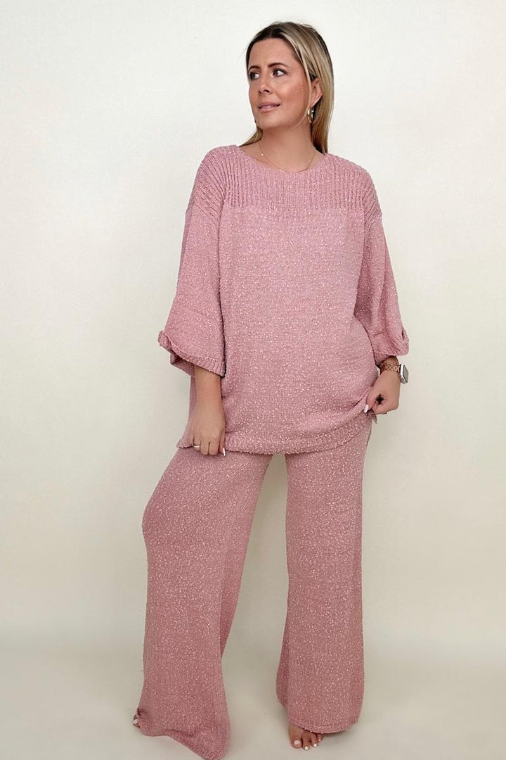 Umgee Wide Sleeve Knit Sweater With Side Slits-Sweaters-Kiwidrop-[option4]-[option5]-[option6]-[option7]-[option8]-Shop-Boutique-Clothing-for-Women-Online