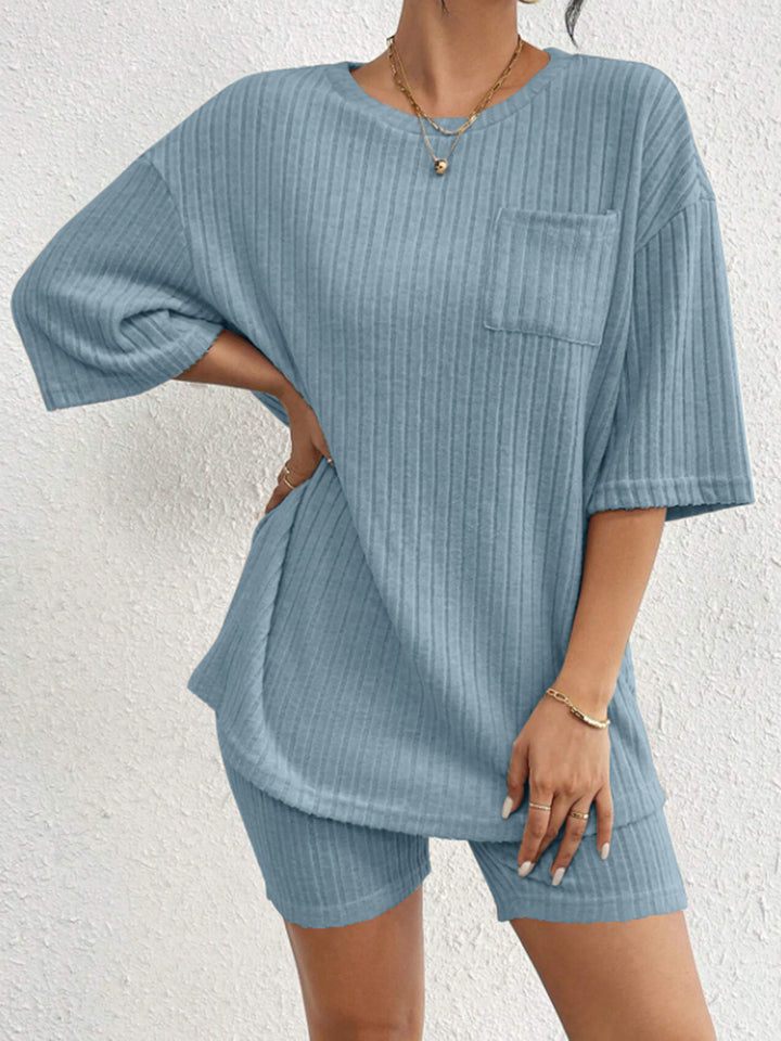 Ribbed Round Neck Top and Shorts Lounge Set-Trendsi-[option4]-[option5]-[option6]-[option7]-[option8]-Shop-Boutique-Clothing-for-Women-Online