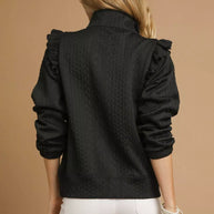 Umgee Cable Knit Textured Pullover with Ruffle Shoulders-Sweatshirts & Hoodies-Trendsi-[option4]-[option5]-[option6]-[option7]-[option8]-Shop-Boutique-Clothing-for-Women-Online